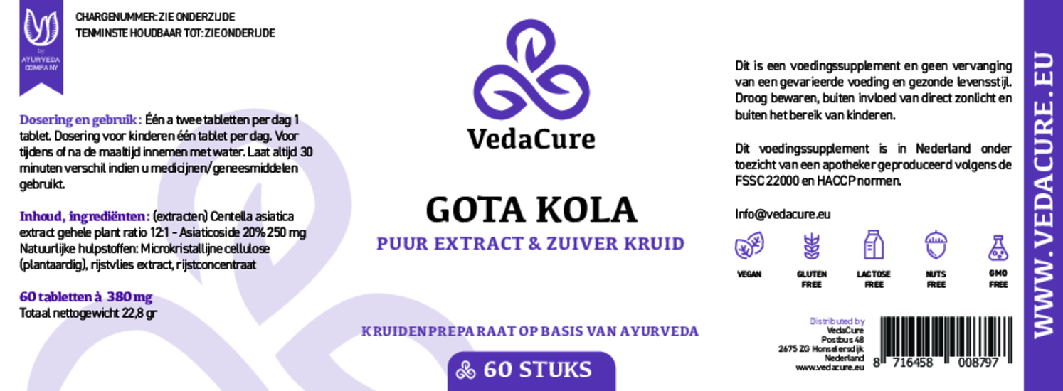 Gota Kola Tabletten afbeelding van document #1, etiket